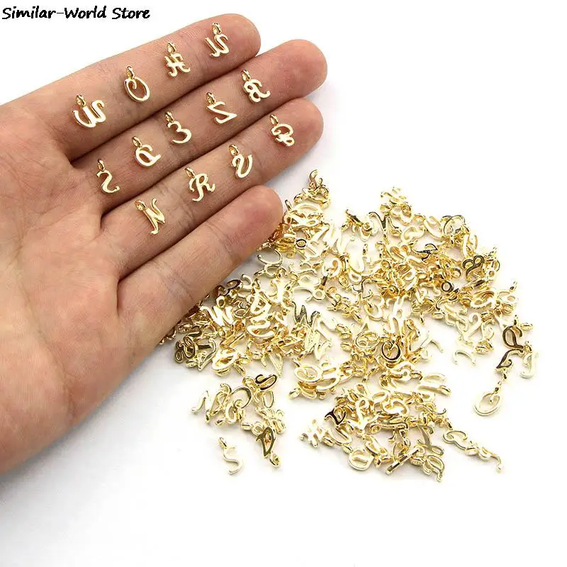 

52pcs Random Mixed Shape Ancient Letters Charms KC Gold 26 Letter Pendants For DIY Necklace Keychain Jewelry Gifts Making Tools