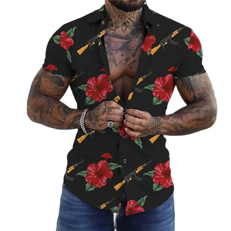 

Shirts For Men Summer Hawaiian Floral 3d Print Men's Flower Shirt Beach Short Sleeve Fashion Tops Tee Shirt Homme Blouse Camisa