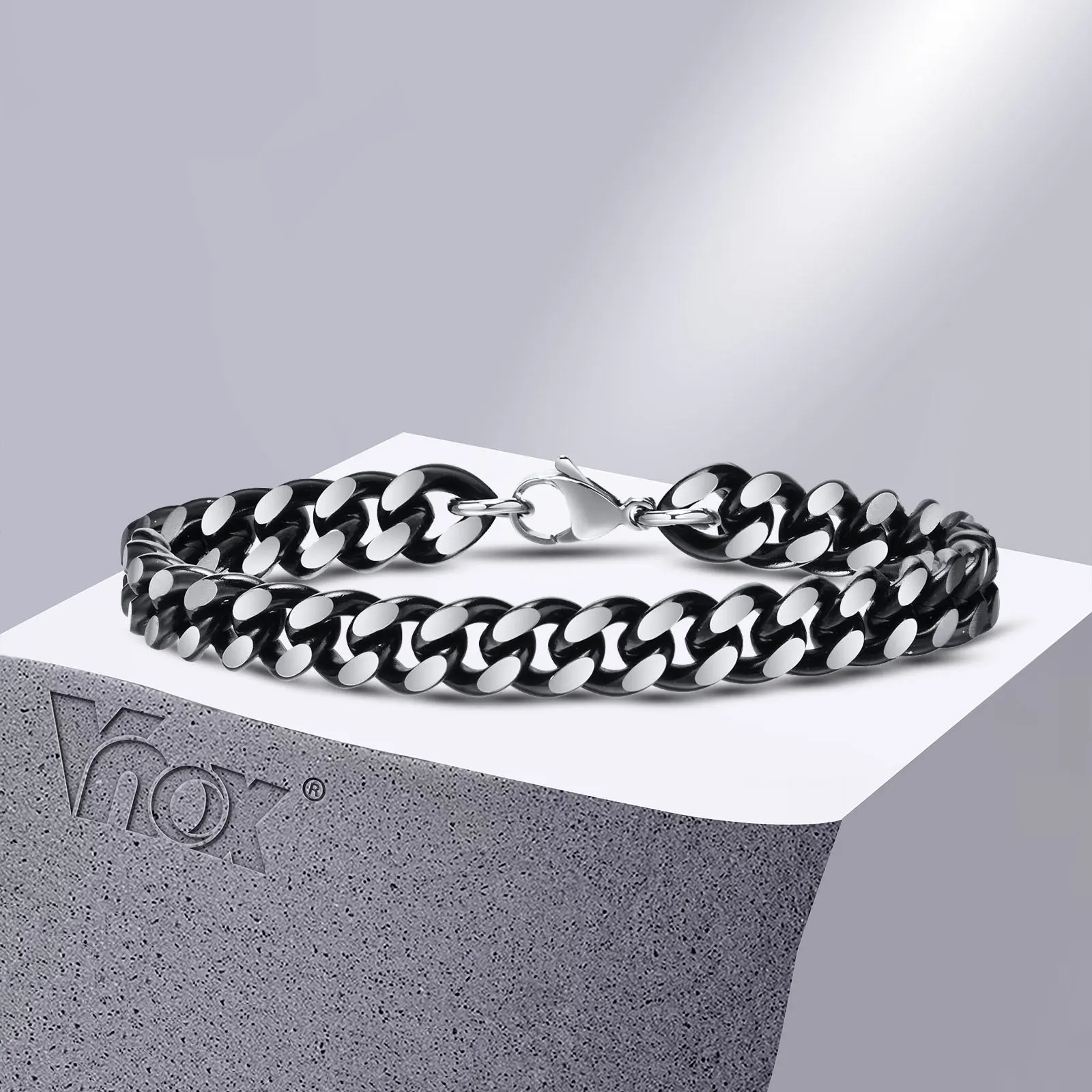 

Vnox 9mm Cuban Chain Bracelets for Men, Chunky Stainless Steel Miami Curb Link Chain Wristband, Punk Rock Male Jewlery