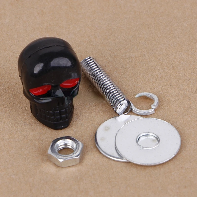 

M68B 4Pcs Motorcycle Chrome Skull License Plate Frame Bolts Screws Caps Fastener
