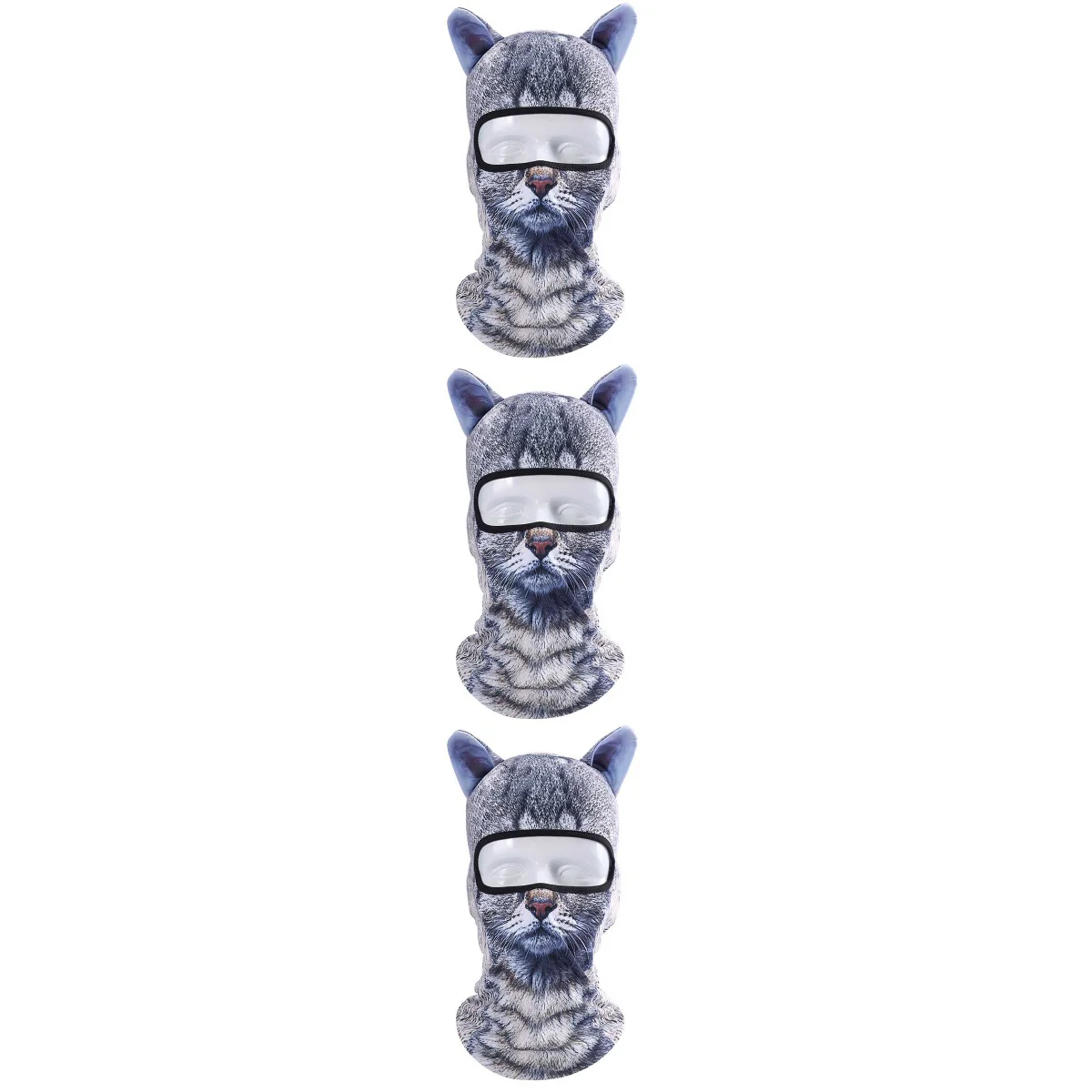 

3pcs 3D Simulated Animal Outdoor Headgear Sports Cycling UV Protection Windproof Elasticity Mask (Gray Cat BB-G-09)