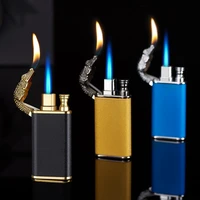 unusual blue flame metal crocodile double fire dragon lighter creative direct windproof open fire conversion lighter mans gift