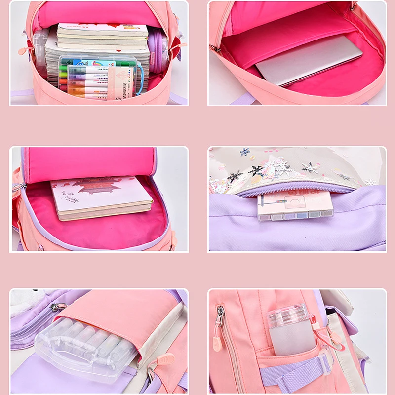 Princess Children School Bags Girls School Backpack Sequins Kids Schoolbag Orthopedic Primary School Bookbag Mochilas Escolares