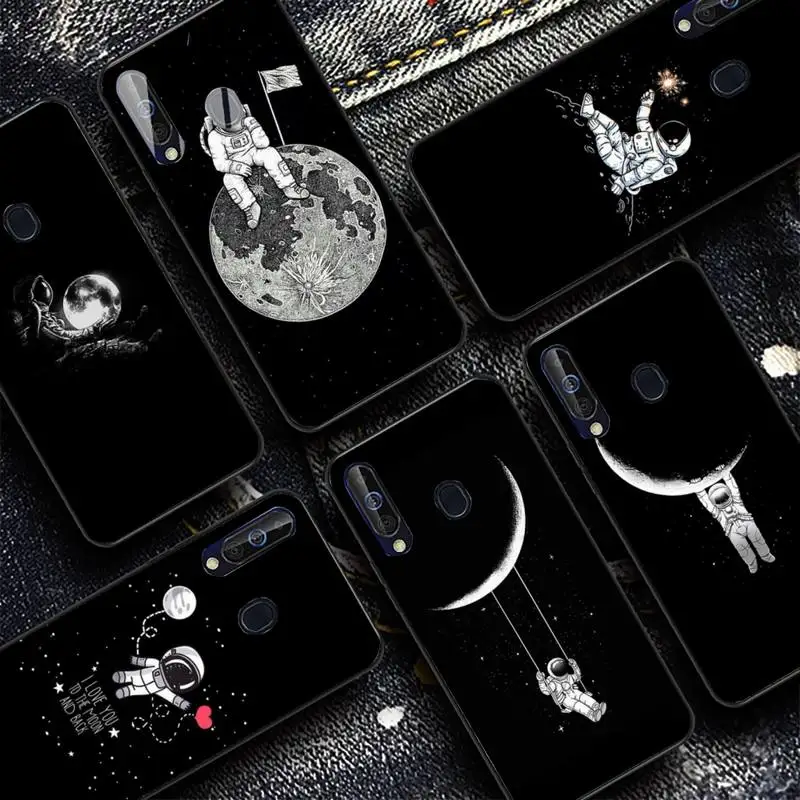 

Moon Astronaut Phone Case for Samsung A51 01 50 71 21S 70 31 40 30 10 20 S E 11 91 A7 A8 2018
