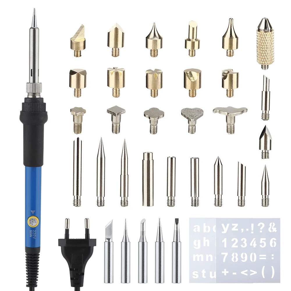 

60W Carving Pyrography Pen Kit Adjustable Temperature Soldering Iron Wood Burning Kit 110V 220V Welding Repair Tools