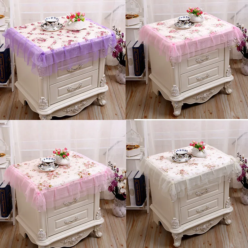 

Home Textile European Style Bedroom Decoration Bedside Table Cover Small Table Dust-proof Cover Romantic Lace Tablecloth