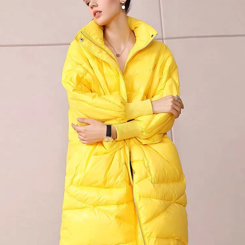 Enlarge Women's high-quality yellow bread down jacket winter warm mid-length new Korean style loose western-style puffer jacket