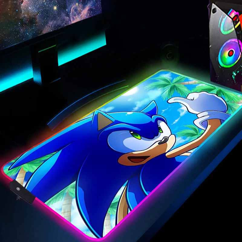 

RGB Desk Protector Sonic Gamer Keyboard Pad Mousepad Anime Laptop Mat Deskpad Mouse Gaming Pc Accessories Computer Table Carpet