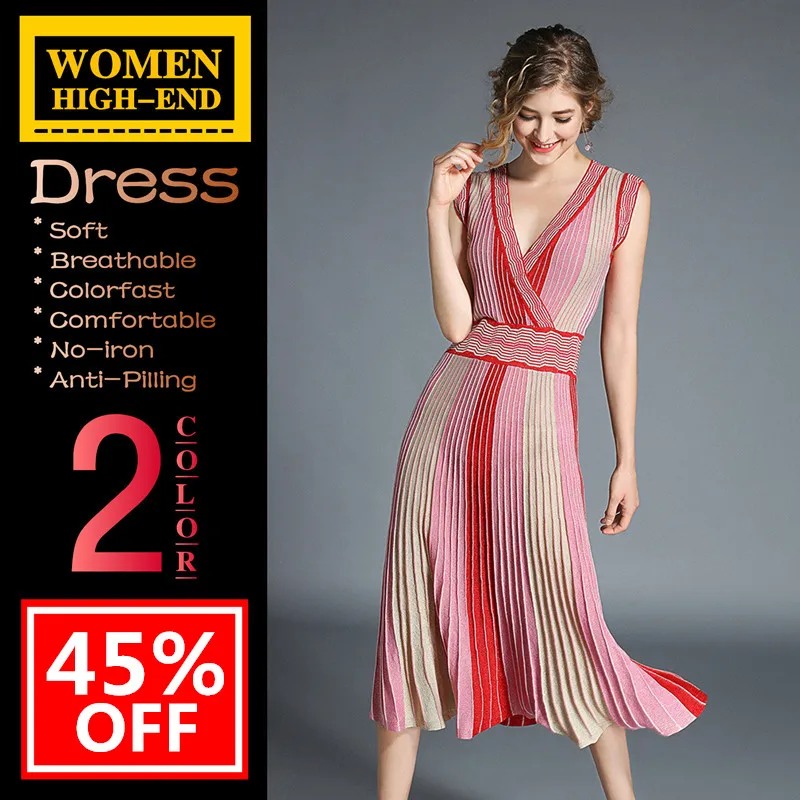 

High-quality Women's Dress Summer Fashion Noble Business Casual Sexy Soft Breathable Comfortable Colorfast Anti-Pilling No-iron