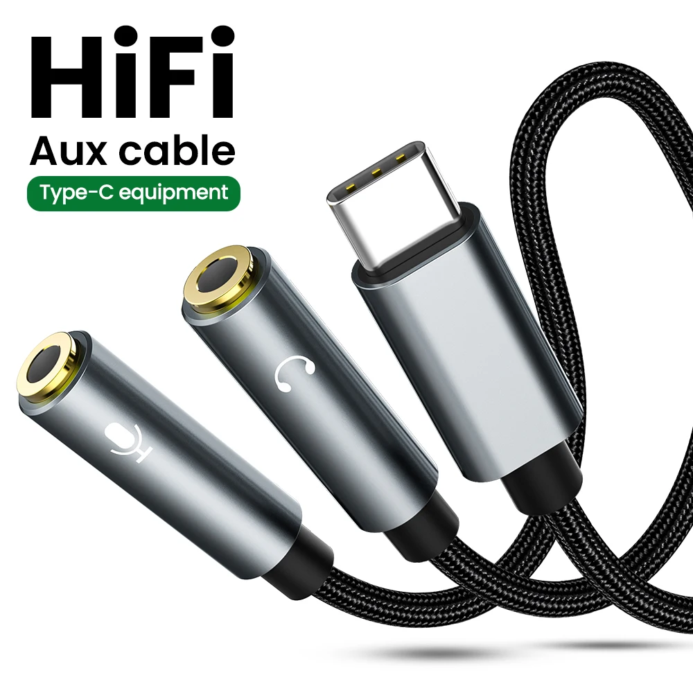 

Jack USB C Audio AUX Cable USB Type C To 2 Audio Cable Jack 3.5mm AUX Earphone Converter Cable For Huawei iPad Pro Samsung S9