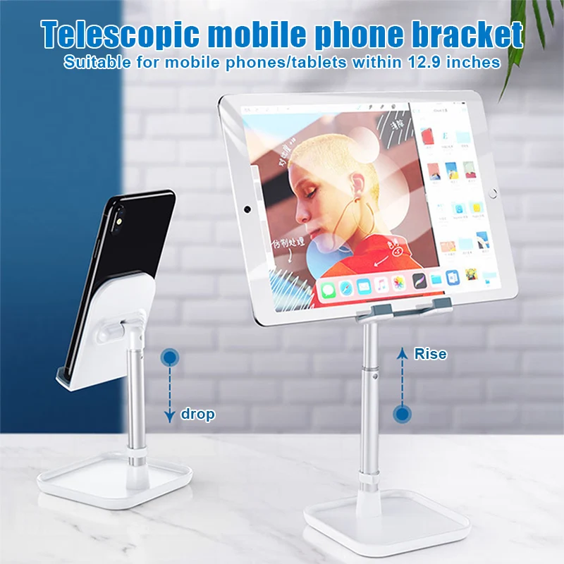 Cell Phone Stand Height Angle Adjustable Telescopic Desktop Aluminum Metal Phone Holder