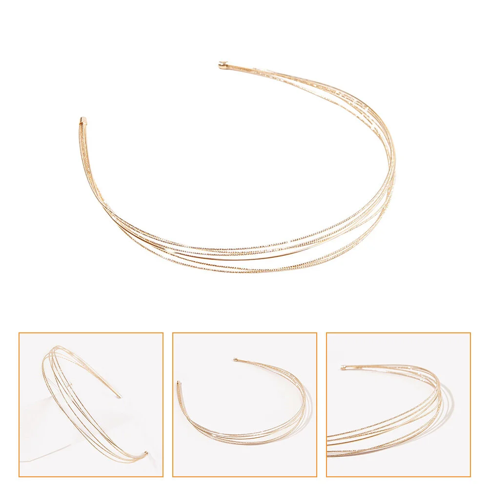 

Wedding Decor Blush Elegant Hair Hoop Girl Accessory Simple Headband Wild Multi-layer Metal Bride