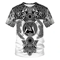 viking mythology digital 3d printing couple round neck t shirt european and american fashion casual short sleeved top