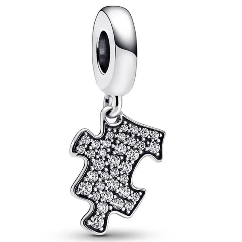 

Original Moments Sparkle Puzzle With Crystal Dangle Beads Charm Fit Pandora 925 Sterling Silver Bracelet Bangle Diy Jewelry