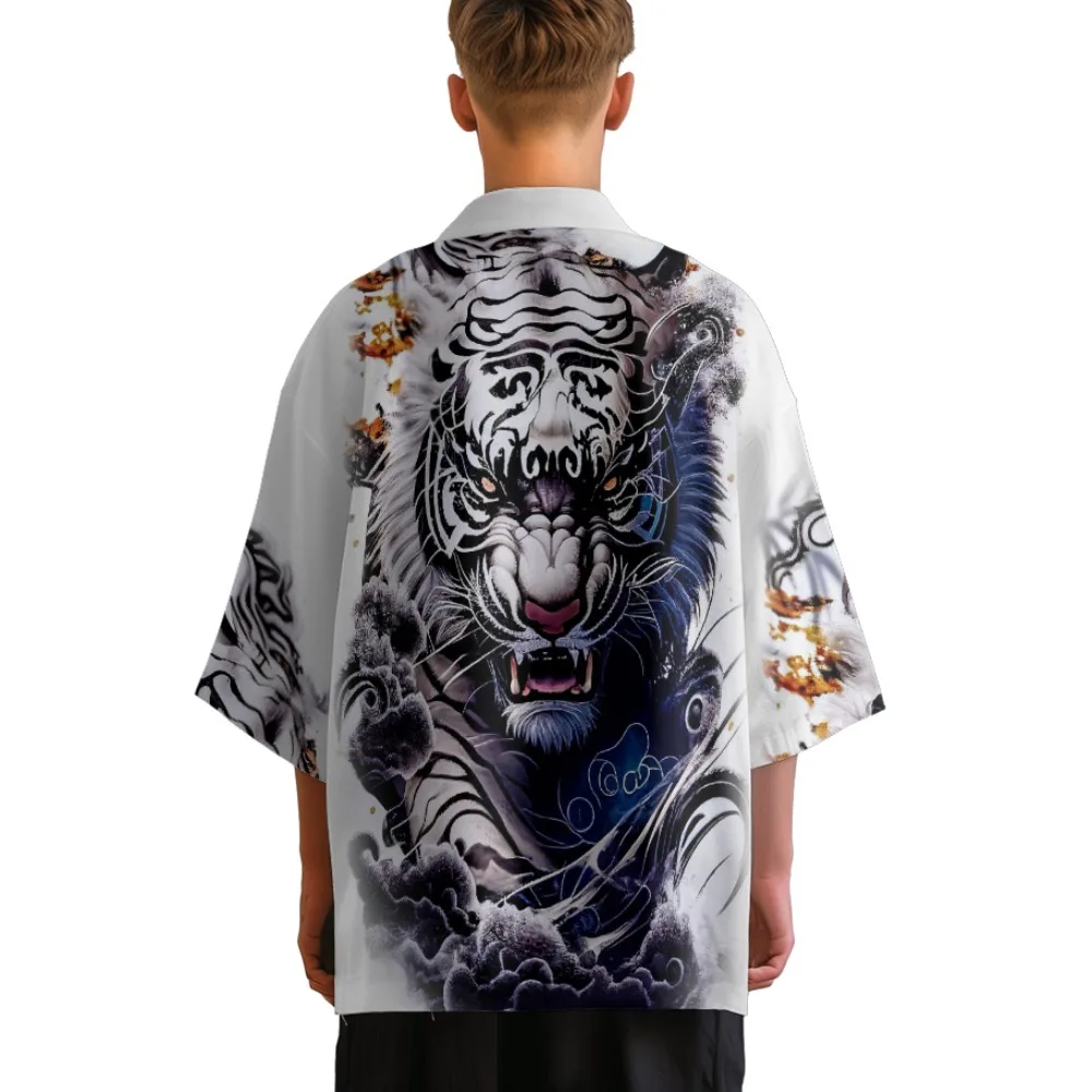 Халат-кимоно для мужчин и женщин хаори с японским тигровым принтом традиционный