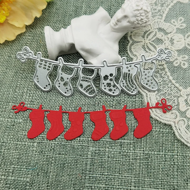 

Сделай Сам рождественские чулки поздравительные открытки вырезанные штампы бумажная резка Искусственный ручной штамп трафарет рукоделие ...