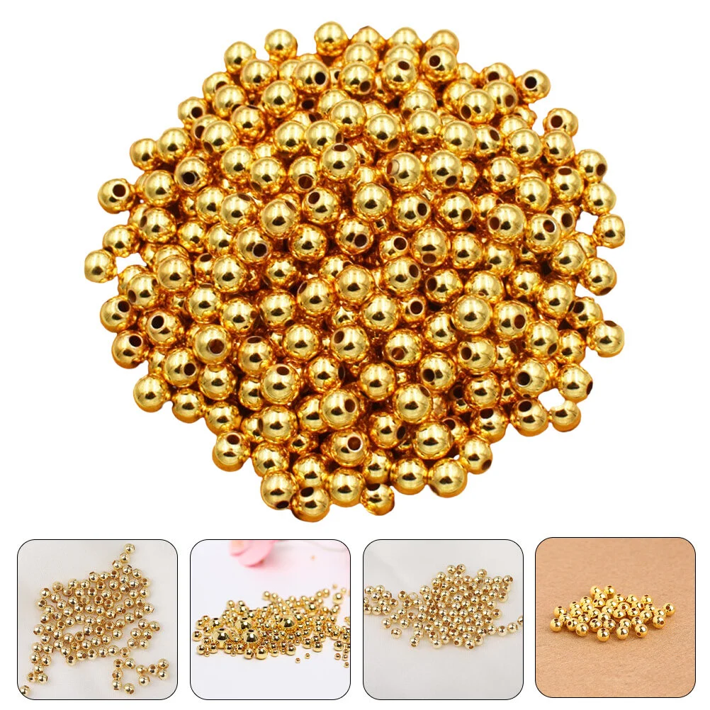 

300 Pcs 14k Round Bead Spacer DIY Earring Beads Charms Materials Earring Beads Unique Making Supplies Accessories Craft