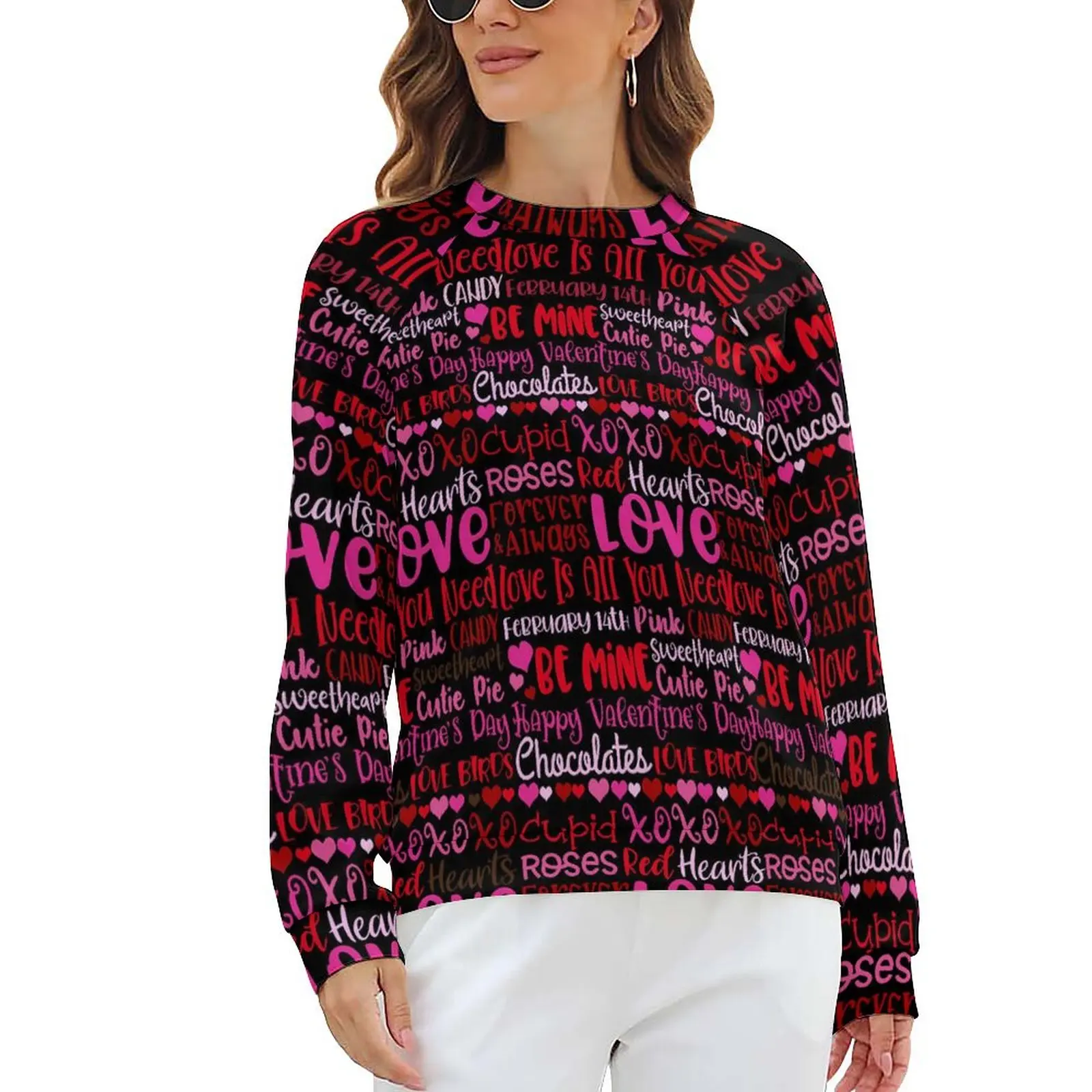 

Love Hearts Casual Hoodies Winter Pink Red Black Y2k Hoodie Long Sleeve Oversized Hip Hop Pattern Sweatshirts