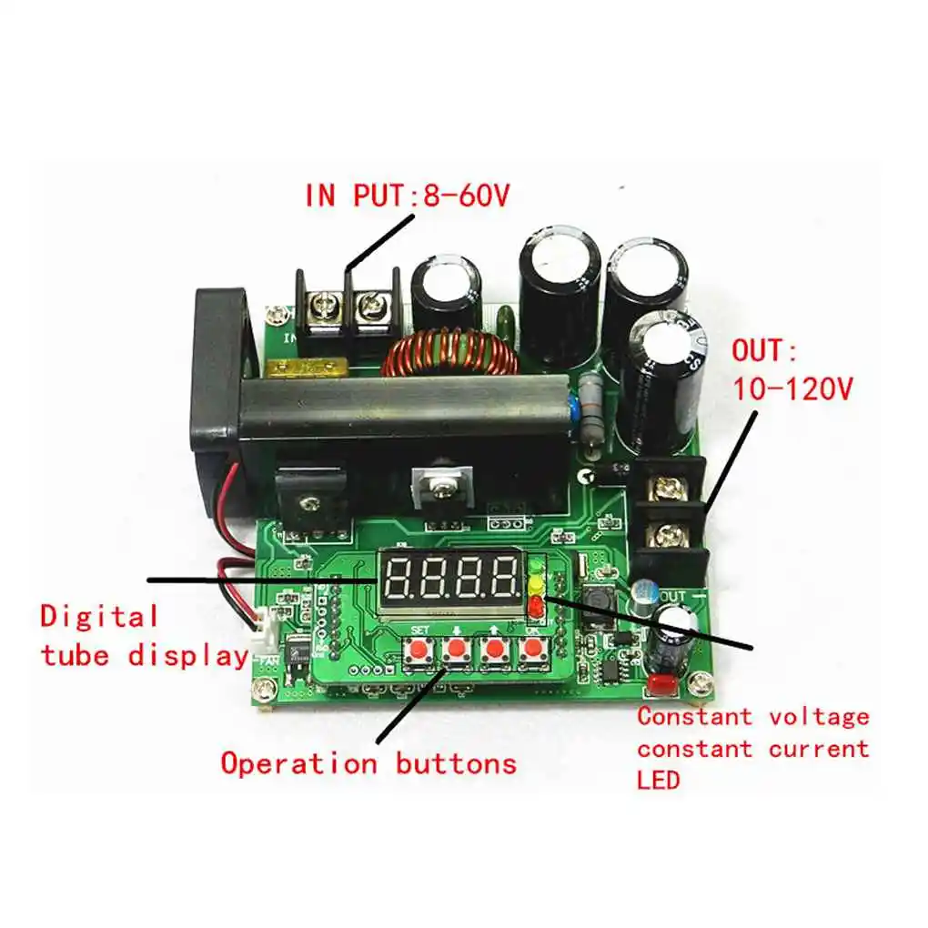 

900W Digital Control DC-DC Boost Module 0-15A IN 8-60V OUT 10-120V Step-up Converter Power Supply CC CV LED Display