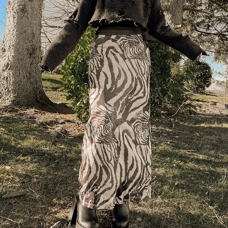 

Женская юбка в стиле Харадзюку, праздничная эстетичная юбка длиной до щиколотки с заниженной талией и волнистым принтом