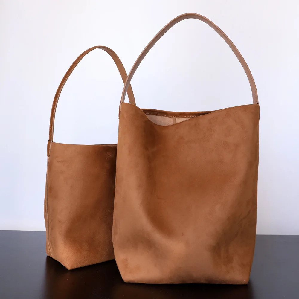 

Large capacity suede leather bucket bag commuter shoulder bag armpit bag