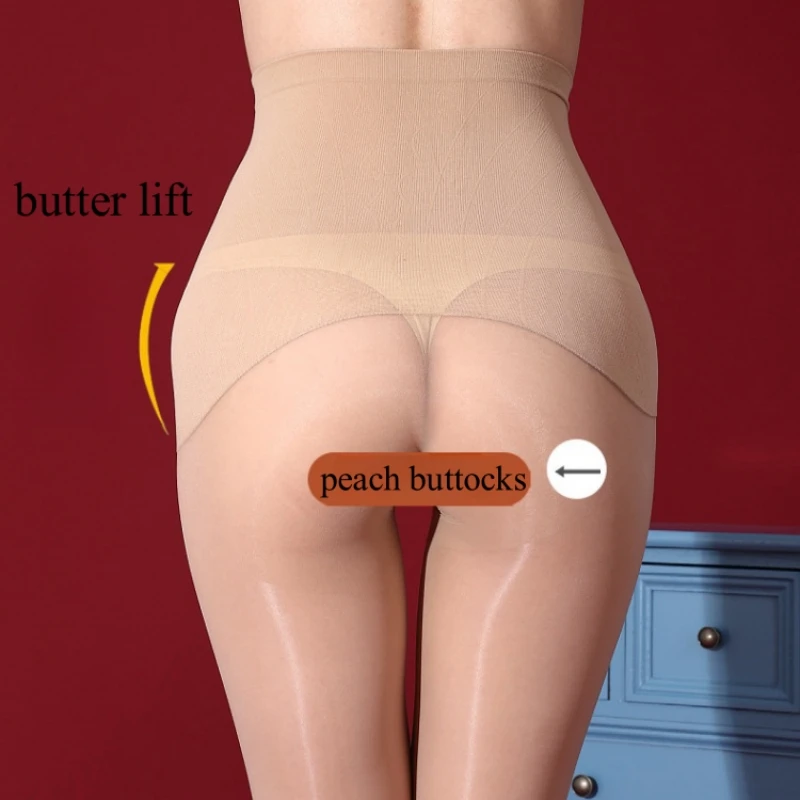 Блестящие бесшовные колготки с высокой талией пикантное тонкое прозрачное