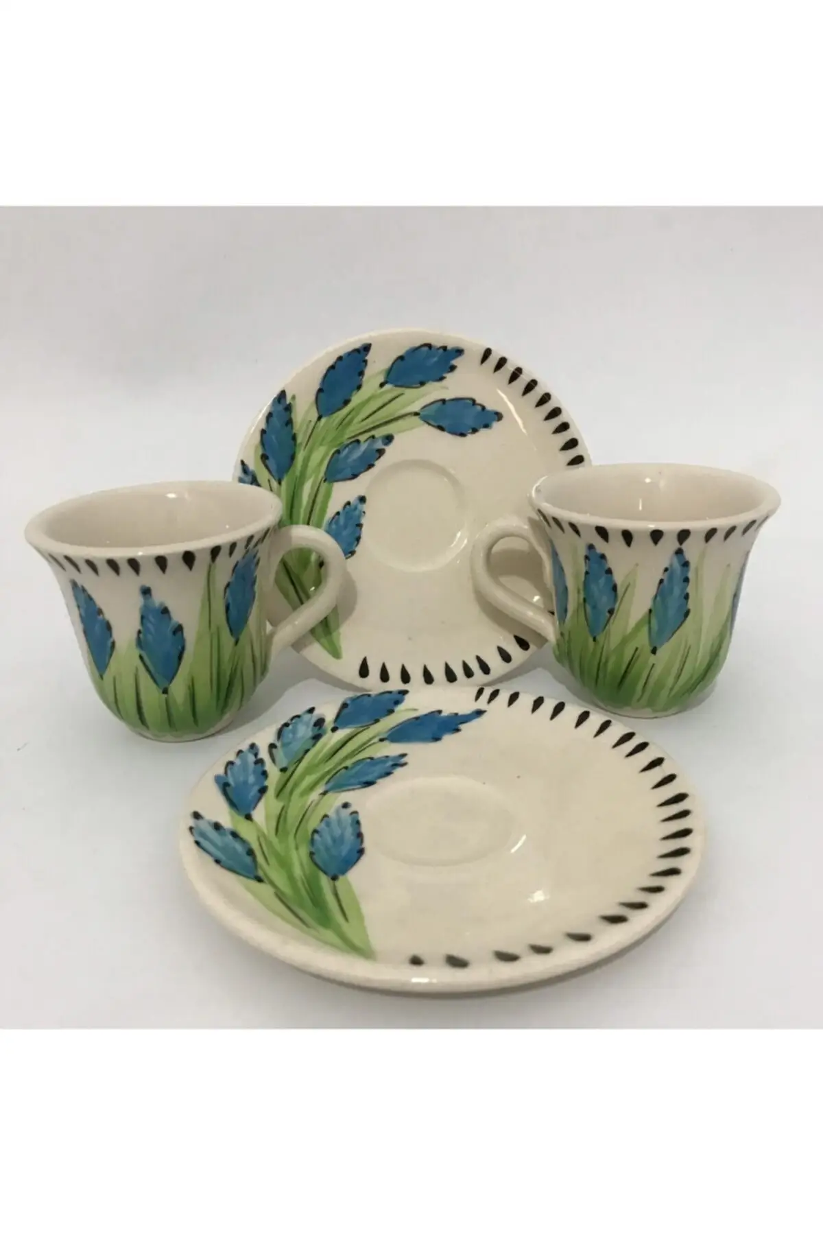 

Amazing Turkish Greek Arabic Coffee & Espresso Cup Set Handmade 2 Psc. Ceramic Coffee Cup Set