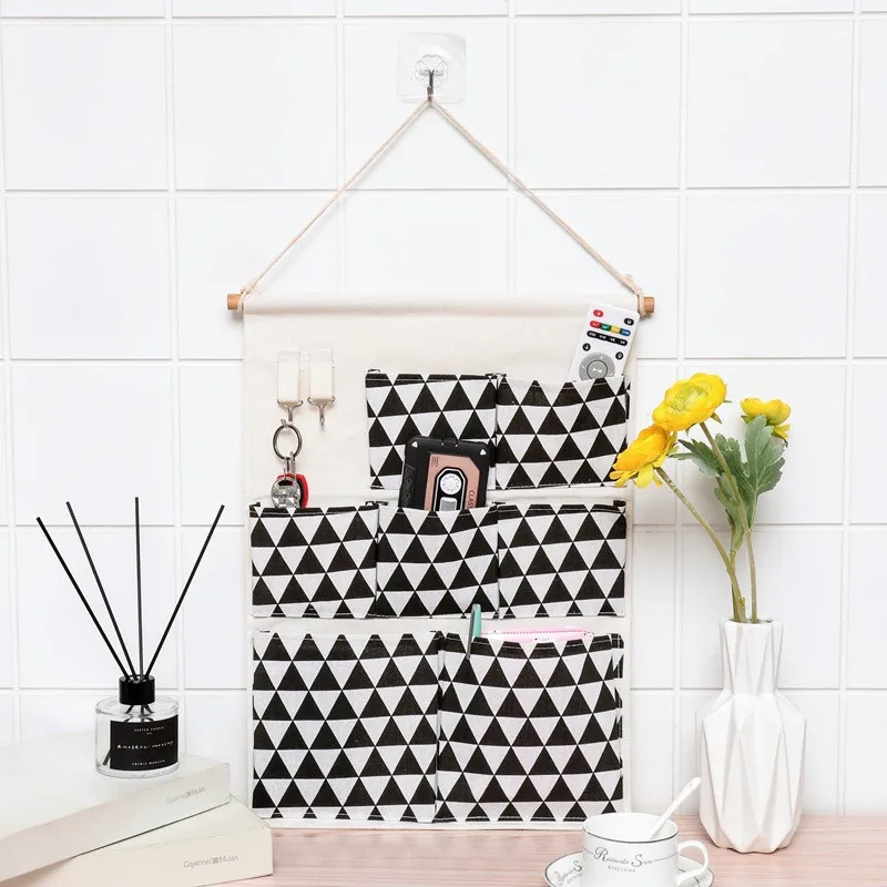 

7 Pockets Storage Hanging Bag Washable Door and Window Wall Type Toy Remote Control Key Storage Bag Home Wardrobe Decoration