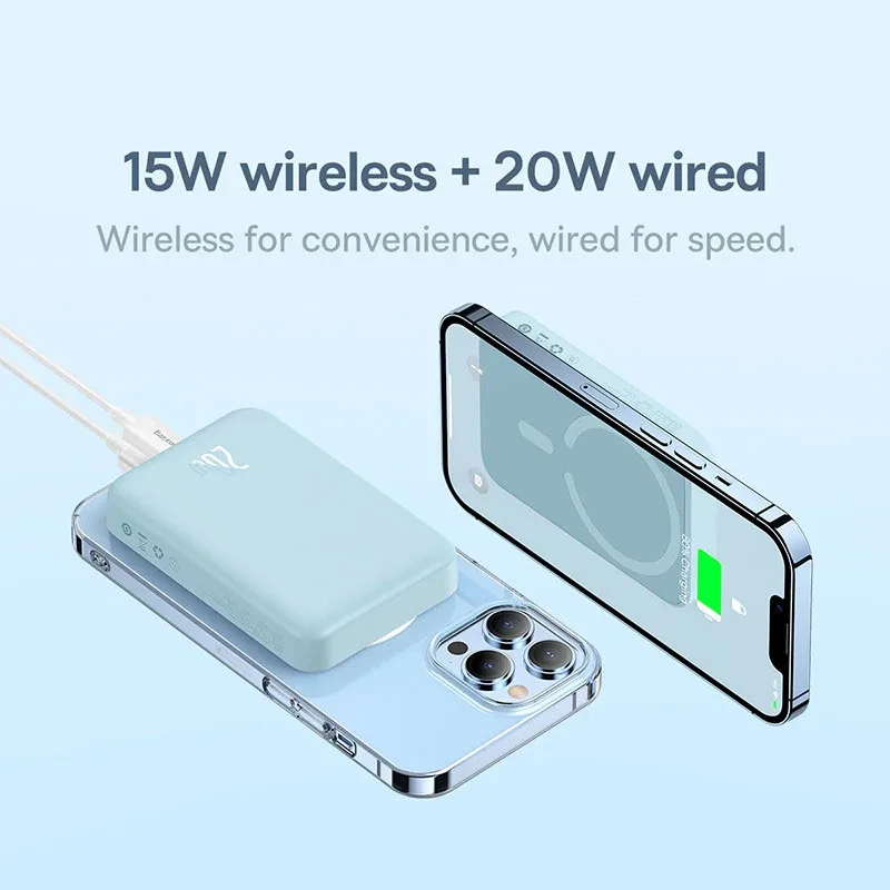 Фото Baseus 10000 мАч Power Bank Магнитное беспроводное зарядное устройство 6000 мАч Powerbank для iPhone 14 15 16 Pro Мини Портативный внешний аккумулятор №5