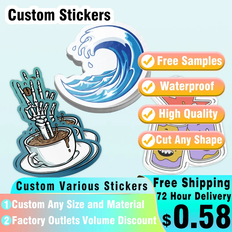 

Custom Kawaii Stickers with Logo Name Customize Cute Anime Stickers Waterproff Adhesive Label for Laptop Toy Stationery Supplies
