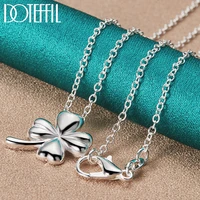 doteffil 925 sterling silver clover flower pendant necklace 18 inch chain for women wedding engagement fashion charm jewelry
