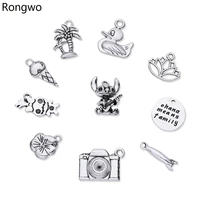 rongwo 10 pcs silver color charm for jewelry making cute fashion anime pendant for diy bracelet necklace design