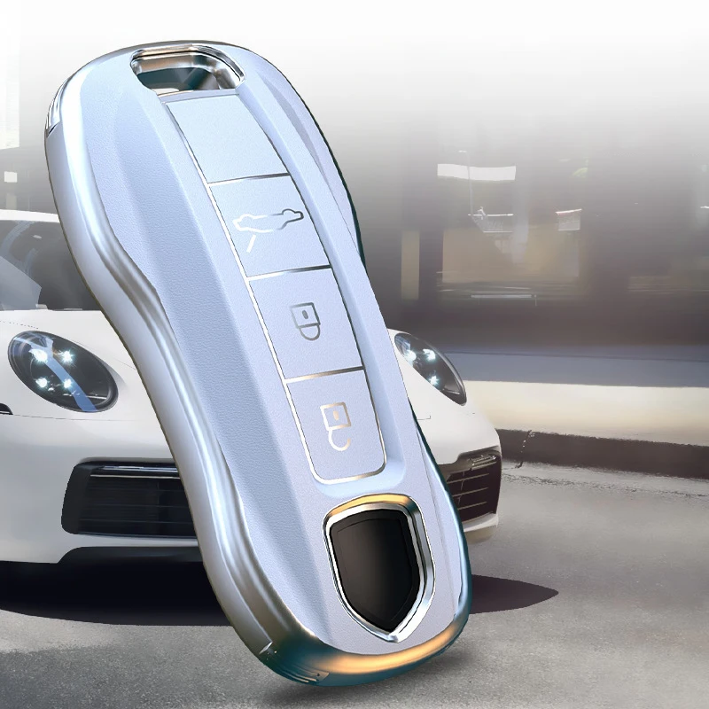 

Leather Car Key Fob Cover Case Holder Protector For Porsche 718 Cayenne Panamera 911 Macan Taycan Cayman Boxster Accessories