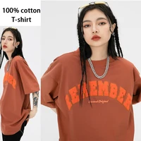 remember womens classic embroidery womens cotton t shirt summer fashion top casual versatile short sleeve y2k top t shirt