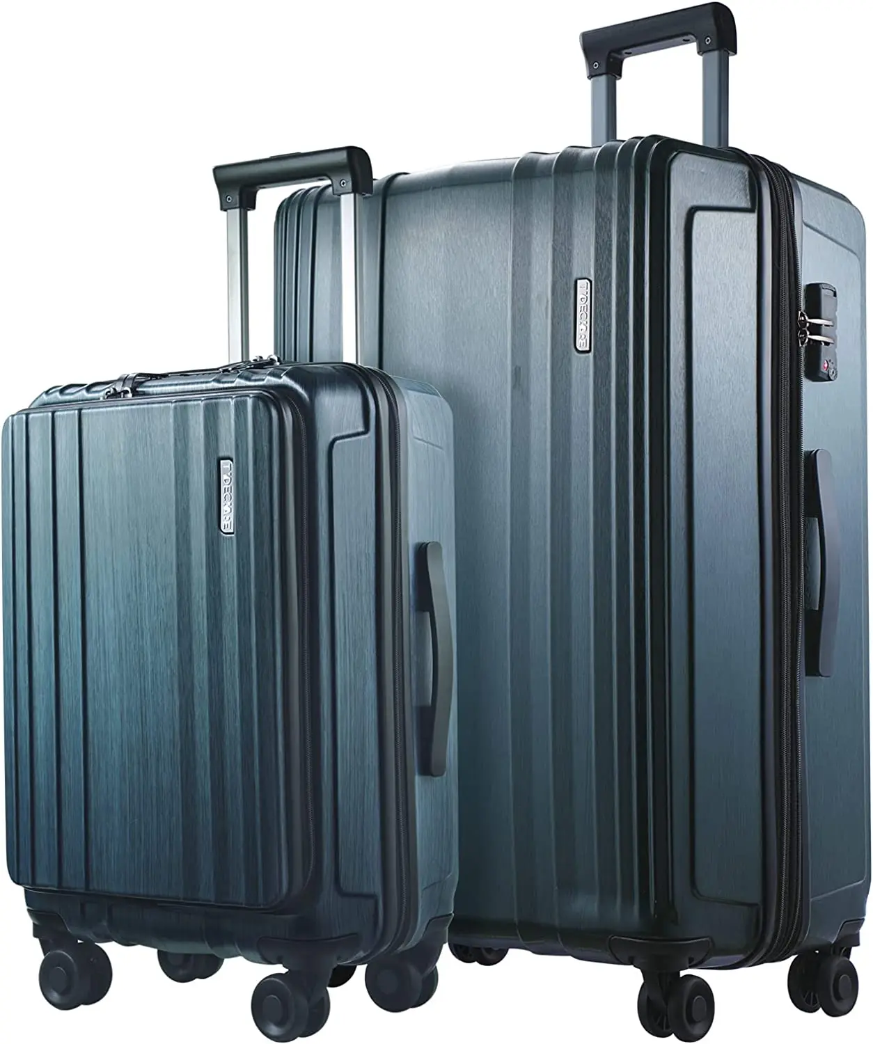 Set 2 Piece 21/28 Front Laptop Pocket & Expandable  Abs+pc Lightweight Hardshell Suitcase Spinner Wheels Tsa Lock Green
