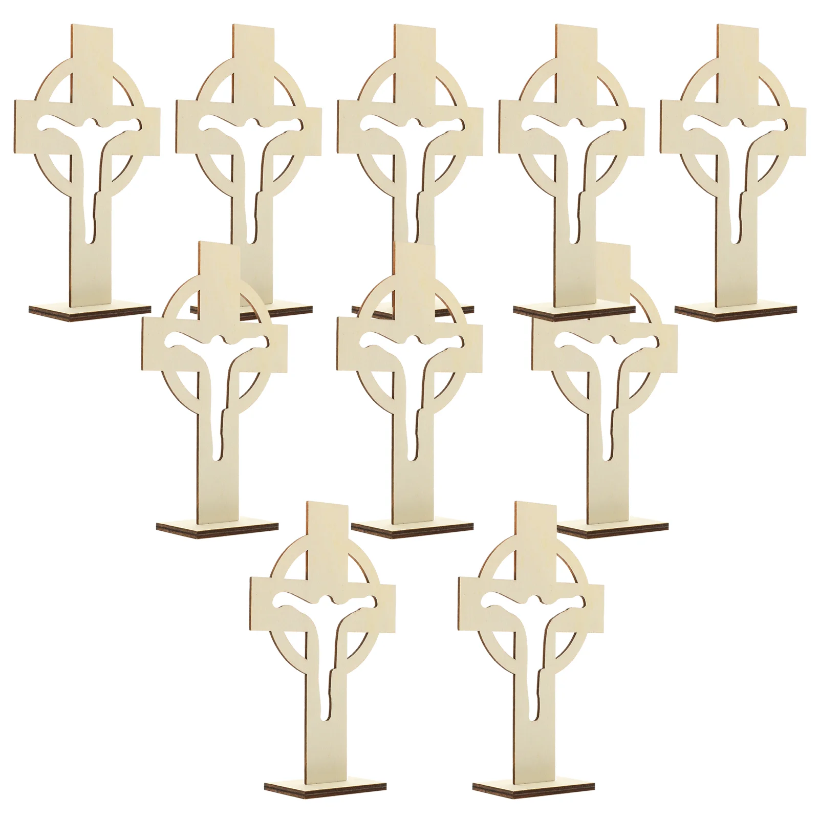 

10 Pcs Cross Ornament Desk Wooden Standing Decor Decorative Religious Adornment