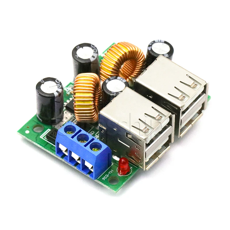 DC-DC 3A Step-down power module Board 36 24 12 9V to 5V 4USB port car charging solar