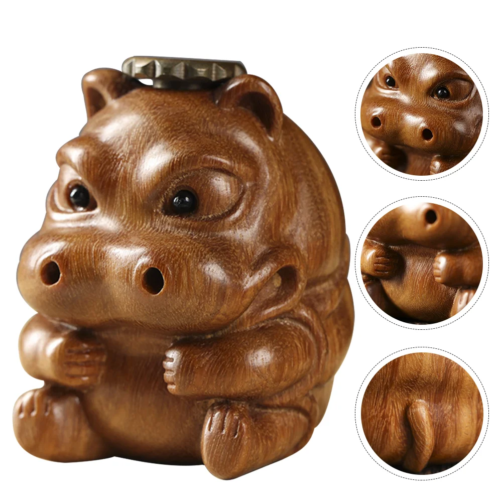 

Holder Hippo Backflow Burner Cone Censer Wood Wooden Tabletop Statue Stick Cones Carved