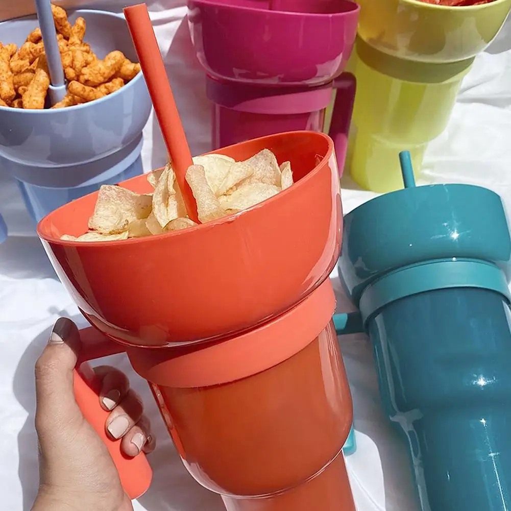 

Snack And Drink Cup Snack Bowl Drink Cup 2 In 1 For Splash Proof Leakproof Portable Snack Cup For Kids Adults Journey