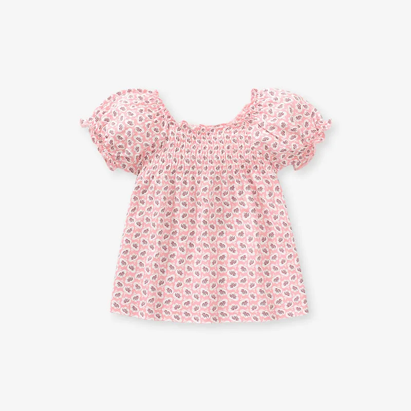 Детская хлопковая рубашка с коротким рукавом на возраст 0-7 лет