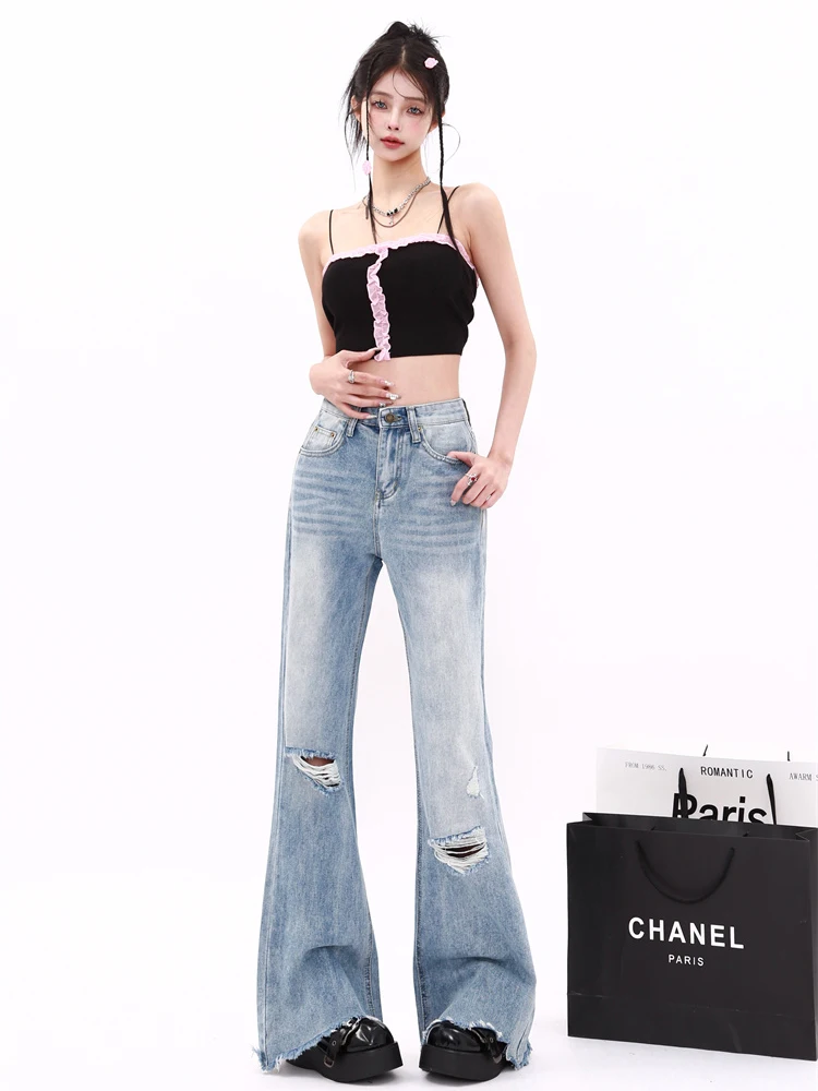 Модные корейские женские рваные джинсовые брюки WCFCX STUDIO в стиле Харадзюку