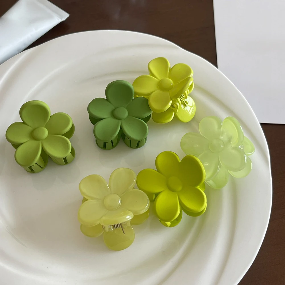 

2022 Summer New Hair Accessories Female Green Flower Catch Clip Headdress Ponytail Hair Catch Temperament Top Clip Fashion