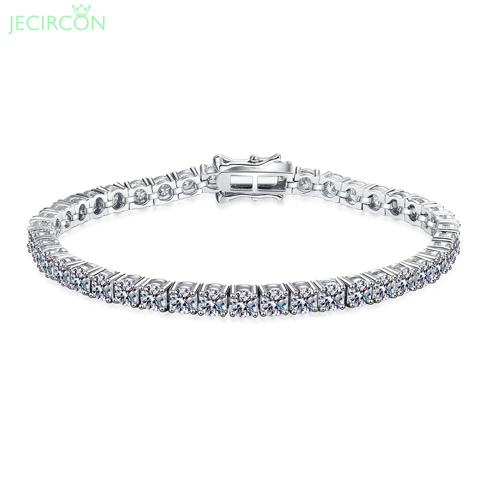 

JECIRCON Single 0.1/0.3/0.5ct Moissanite Bracelet for Women/Men 925 Sterling Silver 18k White Gold 4-claw Full Diamond Jewelry