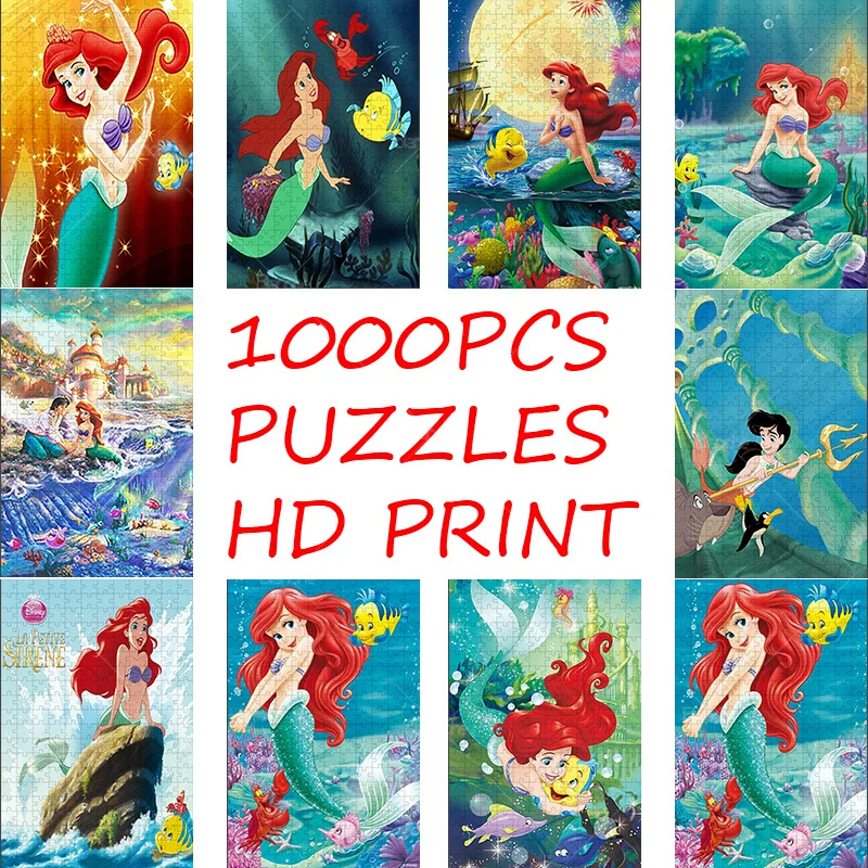 

The Little Mermaid Disney Ariel Red Hair 1000PCS Puzzles Paper Jigsaw Puzzle Game Picture For Girls Friend Gift Relaxing Brain