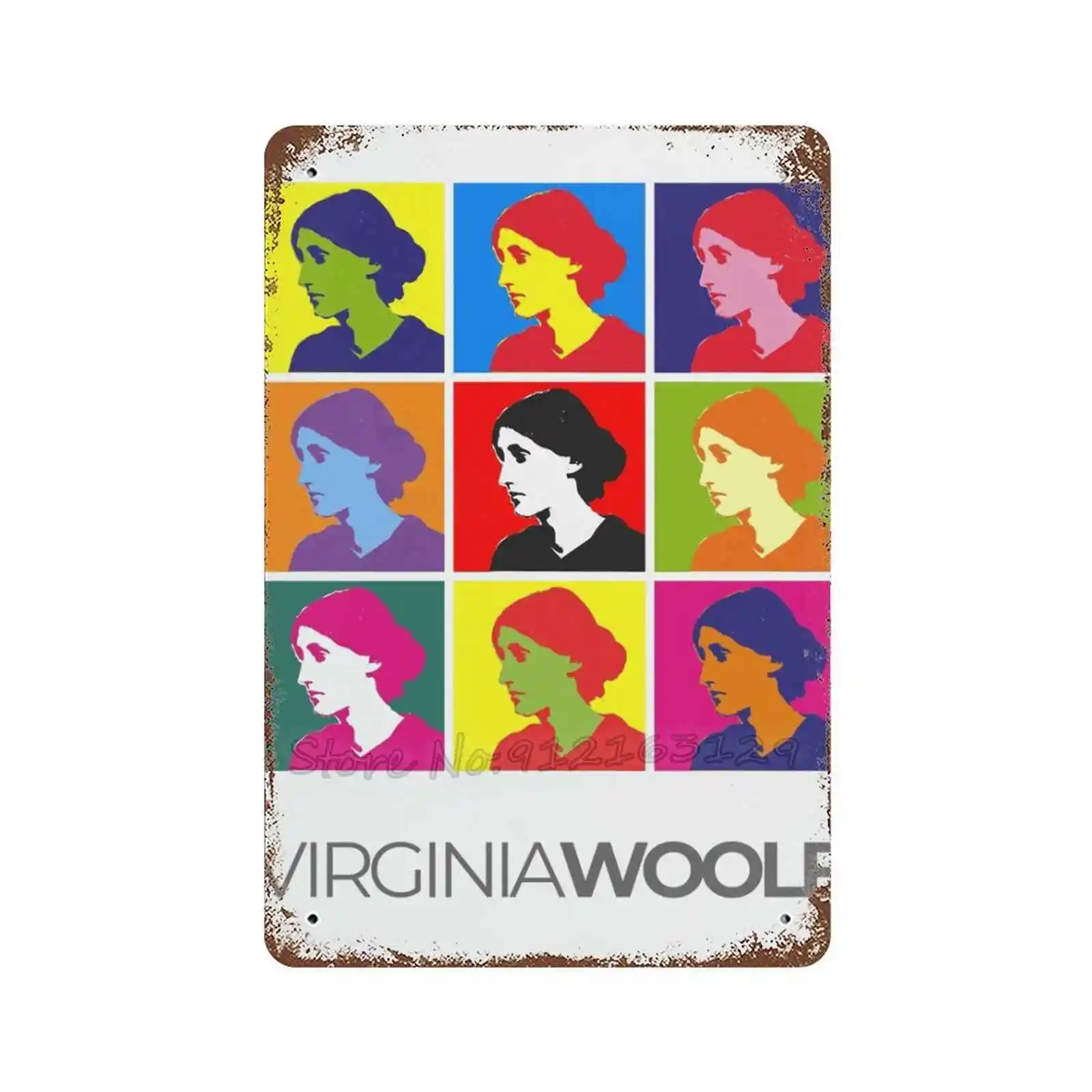 Virginia Woolf Pop - Art портретный Плакат Металлический Знак Декор жестяной знак