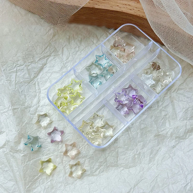 6 сеток/коробка ледяная прозрачная пентаграмма подвески для дизайна ногтей смола