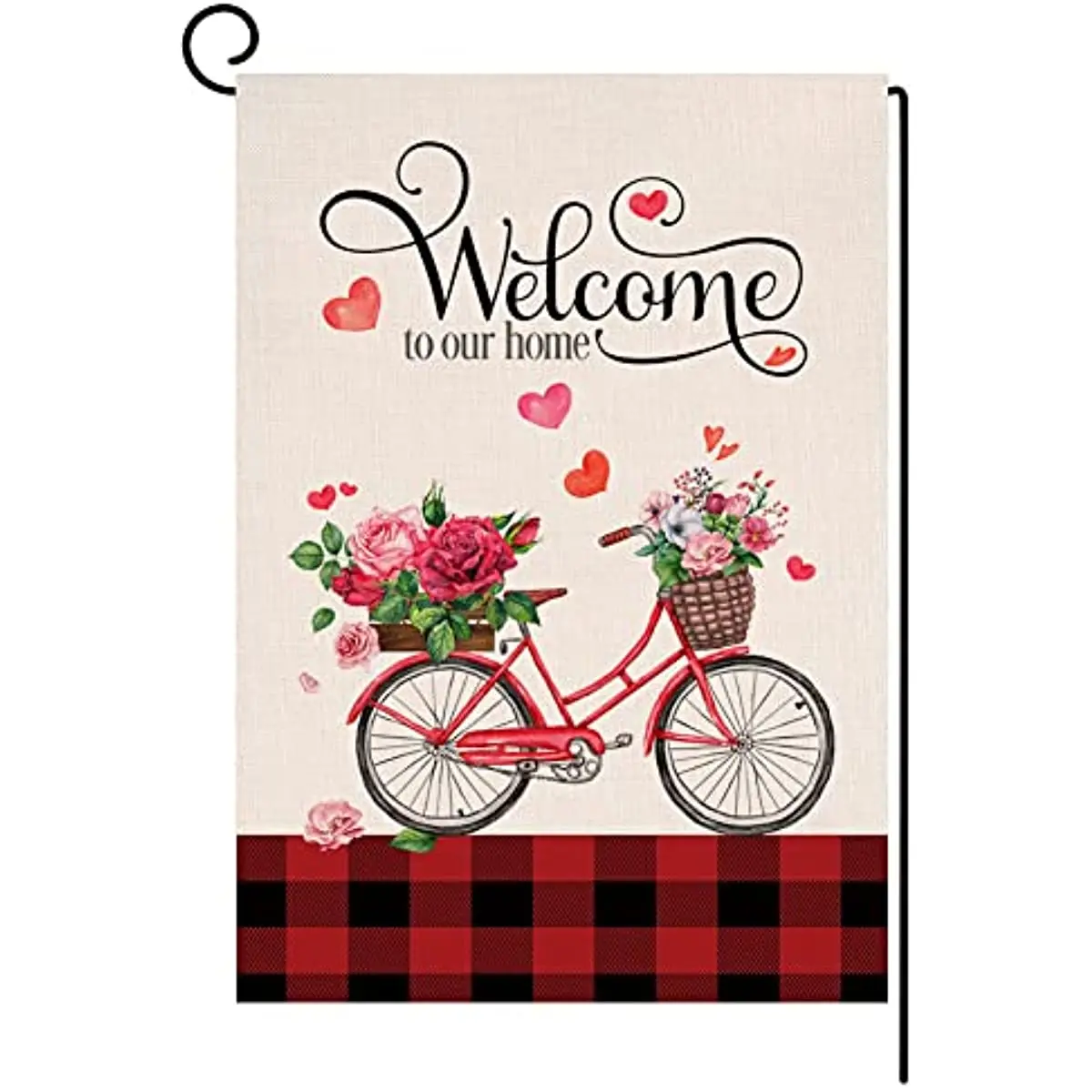 

Valentines Day Floral Garden Flag Welcome To Our Home Vertical Double Sided Red Bicycle Flowers Farmhouse Spring Yard Outdoor