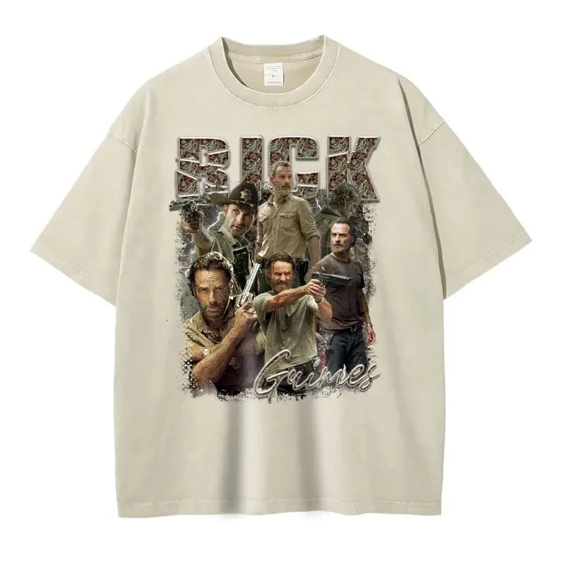 Футболка с изображением Рика гримса винтажная потертая старая школа Ходячие