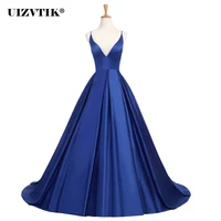 Elegant Dresses For Women 2022 Summer Sexy Deep V Neck Backless Blue Satin Long Party Dress Evening Guest Wedding Maxi vestidos