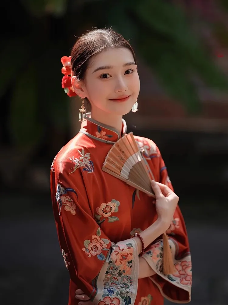 Bride Wedding Day Casual Clothes Dress for Toast Women New Chinese Sle National Morning Gowns Red Improved Cheo...